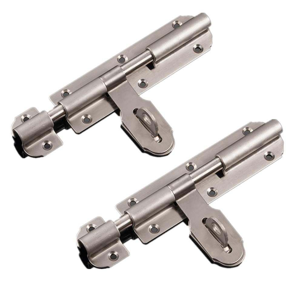 2 Pieces Stainless Steel Barrel Bolt Latch Padlock Hasp for Garage Door Gate Security Silver 4 Inch