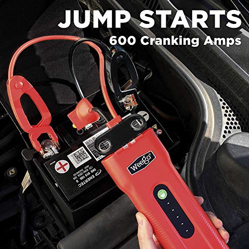 WEEGO 66.1 Jump Starting Power Pack with SPRING BONUS Weego 12V Air Pump for Inflatables, 600 Cranking Amps, New Model, Lithium Ion, 600 Lumen LED Flashlight, Quick-Charges Phones, Water Resistant - Thumbnail 4