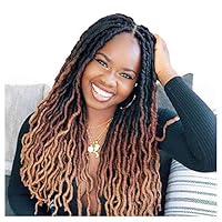 18Inch Curly Faux Locs Crochet Hair Goddess Locs Pre-Looped Deep Wavy Twist Braiding Hair Dreadlocks 6Pcs/Lot Gypsy Locs Synthetic Braids Havana Mambo Twist Box Braids Hair Extensions(#1B/30/27)