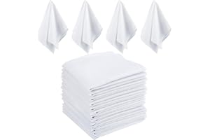 TIMESETL Men's Handkerchiefs, 15PCS Cotton Handkerchief for Men, White Pocket Square for Suit, White Handkerchiefs Classic Ha