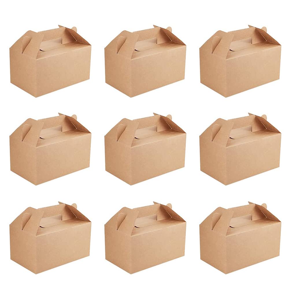 Bhina 10 Pieces Kraft Paper Box,Kraft Papers Food Box,Kraft Paper Cake Gift Box,Treat Boxes Suitable for Cakes, Cookies, Pizza, Fried Chicken, Takeaway Packaging