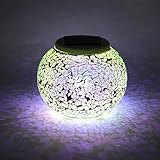 Exlight Solar Mosaic Light Rechargeable Table Lamp Waterproof Glass Decorative Color Changing Night Light