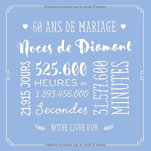 Amazon Fr 60 Ans De Mariage Noces De Diamant Livre D Or Pour