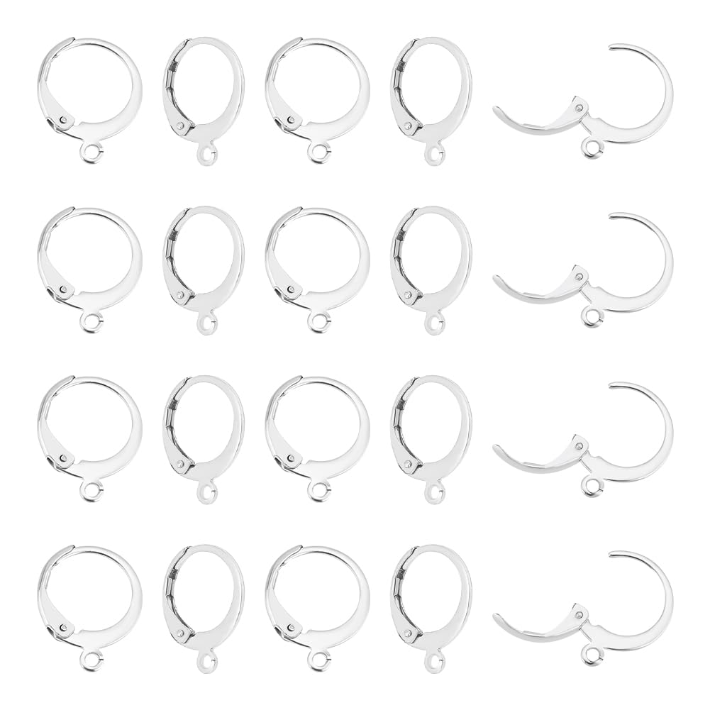 UNICRAFTALE 100pcs Stainless Steel Leverback Earring Findings Open Loop Leverback Earring Hoop Lever Back Earrings for Women Dangle Earrings Making, Stainless Steel Color, 12mm Wide