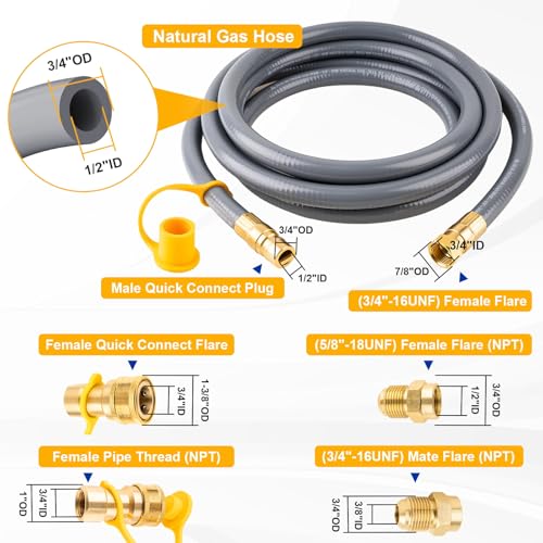 15 Feet 1/2 Inch ID Natural Gas Grill Hose with Quick Connect photo 12