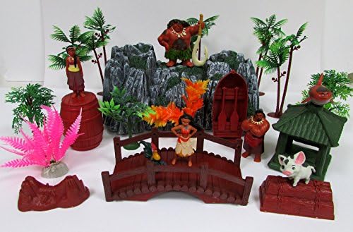 Moana Deluxe Tropical Island Themed Play Set Featuring Moana Figures and Decorative Themed Accessories