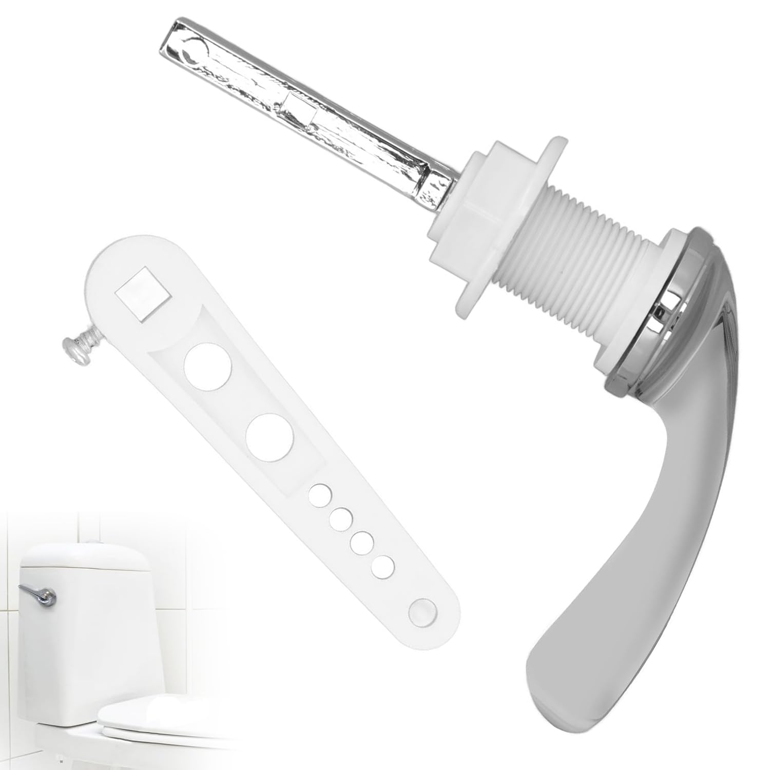 JOYVOX Universal Alloy Toilet Flush Handle - Elegant Chrome Finish, Easy Installation, Durable Rust-Resistant Front Mount Replacement, Compatible with Most Toilets, Smooth and Reliable Operation