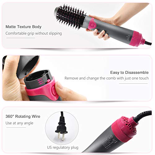 Hot Hair Dryer Brush Upgraded Detachable 3 IN 1 Interchargeable Negative Ions One-Step Hair Dryer and Volumizer for Straightening, Curling Dryer Style Reducing Frizz and Static Best gift