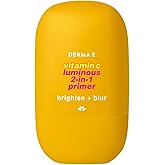 DERMA E Face Primer, Vitamin C Luminous 2-in-1 Brighten & Blur Primer, 1 Fl Oz, Stabilized Vitamin C, Hyaluronic Acid & Aloe Vera, Blurs Appearance of Pores, Wear Under Makeup for All Day Hold