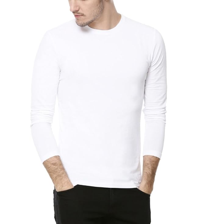 Buy Tripr Men's RoundNeck Full Sleeves Tshirt White (X-Large) at Amazon.in