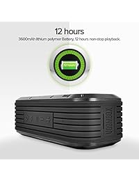 Divoom® voombox outdoor 2 nd Generation True 360 ° surround Sound Ultra robusto y resistente a salpicaduras altavoz inalámbrico Bluetooth 4.0 NFC Emparejamiento con 6 Conductores, salida de 15 W y 12 Hous Tiempo de reproducción Negro