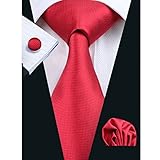Barry.Wang Red Tie for Men Silk Set 