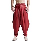 ONTTNO Men's Harem Pants Loose Stretchy Waist Casual Hippie Trousers