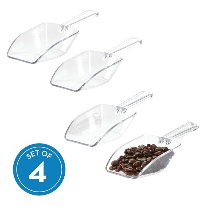 iDesign Messlöffel für ein Drittel einer Tasse, kleine Mehlschaufel aus Kunststoff, 4er-Set Schäufelchen für Mehl, Gewürze un