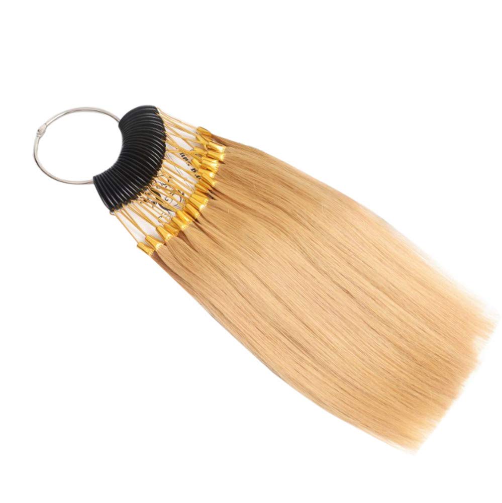 RemeeHi Hair Swatches for Testing Color Hair Color Sample Rings with Gold Silver Buckles Real Human Hair for Salon Hairdressing 30 strands/set Platinum Gold 9°