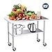 Stainless Steel Prep Table - 48x24 Inches Commercial Work Table Food Metal Table Heavy Duty Kitchen Garage Worktables and Workstations Sandwich Top with 4 Caster Wheels