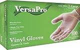 VersaPro 700XL Vinyl Gloves, Latex and Powder Free, XL, Clear (Pack of 100)