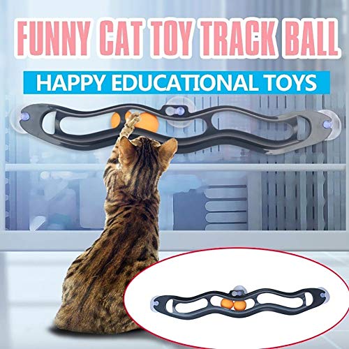 yanbirdfx Funny Plastic Track Ping Pong Ball Sucker Pet Kitten Cat Toy Interactive Gift Random Color