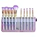 Lospu HY 10pcs Diamond Cosmetic Makeup Brushes Set Foundation Eye shadow Blusher Unicorn Blending Make up kwasten Brush with Travel Pouch