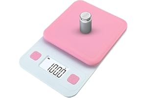 Cute Kitchen Scale, Pink/Blue Optional, Portable Household Food Scale for Baking, Cake, HD Display Screen(Pink,5kg 0.5g)