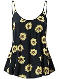 FENSACE Women's Sleeveless Summer Flowy Print Floral Spaghetti Strappy Tank Tops