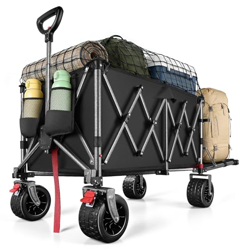 YEAUPE PRO Handcart Foldable 260L 250 kg, 17 cm All-Terrain Wheels, Black