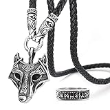 BAVIPOWER Wolf Head Pendant with Braided Leather