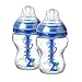 Tommee Tippee Anti-Colic Baby Bottles, Slow Flow Breast-Like Nipple and Unique Anti-Colic Venting System, 9oz, 2 Count, Blue Pandas