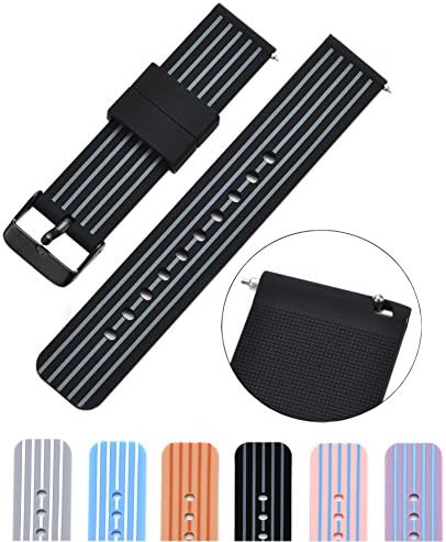 Cumeou 22mm Silicone Replacement Quick Release Watch Band Strap with Adjustable Metal Buckle for Huawei Watch 2 Classic/Moto 360 2nd Gen 46mm/Samsung Gear S3 Classic and Frontier