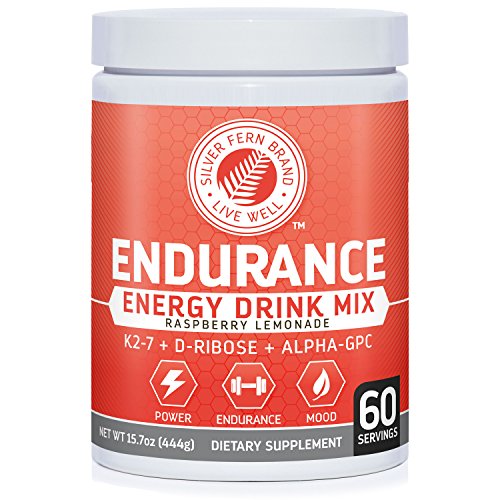 Silver Fern Brand Endurance - Pre Workout Energy Drink Mix Supplement Powder - Raspberry Lemonade - 1 Tub = 60 Servings - Boost Power, Energy & Mood - With D-Ribose, Alpha-GPC, Vitamin K2-7 & More (1)