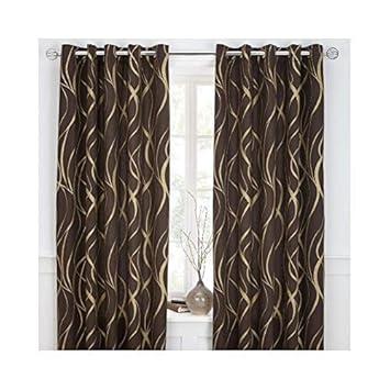 Metallic Style Swirl Chocolate Brown Gold Lined 90 X 90 229cm