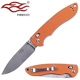 Knife F740 Firebird Pocket Folding Hunting Knife G-10 Handle SS Blade (Orange)