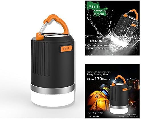 LED Camping Lantern,Portable Ultra Bright Outdoor Lamp &amp; 8800mAh Power Bank, IP65 Rechargeable Waterproof Multifunctional Perfect for Outdoors Backpacking Hiking Camping Fishing