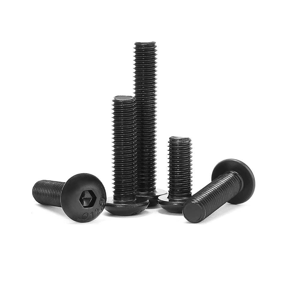 ANSIEDIO M5 Hex Socket Button Machine Screws Bolts, Black High Tensile Alloy Steel Allen Bolts, M5×30mm,20 pcs