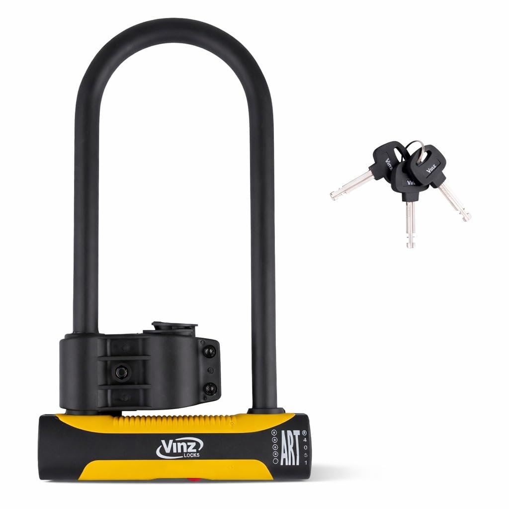 VINZ Grivola Bügelschloss mit Halterung | ART4 U-Lock Schloss | Motorradschloss Rollerschloss Fahrradschloss Schloß | Sicherung gegen Diebstahl | 32cm Länge