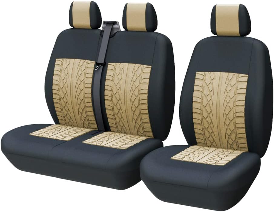TOYOUN Van Seat Covers Universal Fit 2+1 Beige Driver Passenger