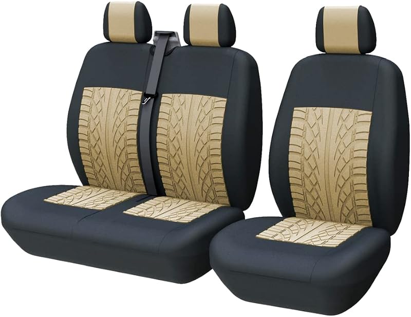 TOYOUN Van Seat Covers Universal Fit 2+1 Beige Driver Passenger