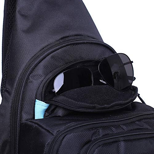 Kylebooker Fishing Pack Fishing Crossbody Gear Storage Shoulder Bag (Black with Blue)