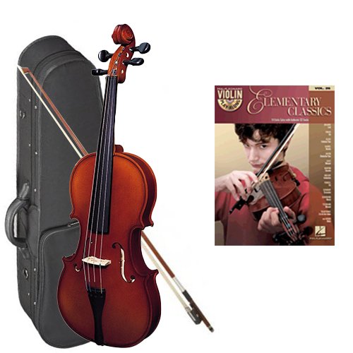 Strunal 220 Student Violin Elementary Classics Play Along Pack - 3/4 Size European Violin w/Case & Play Along Book
