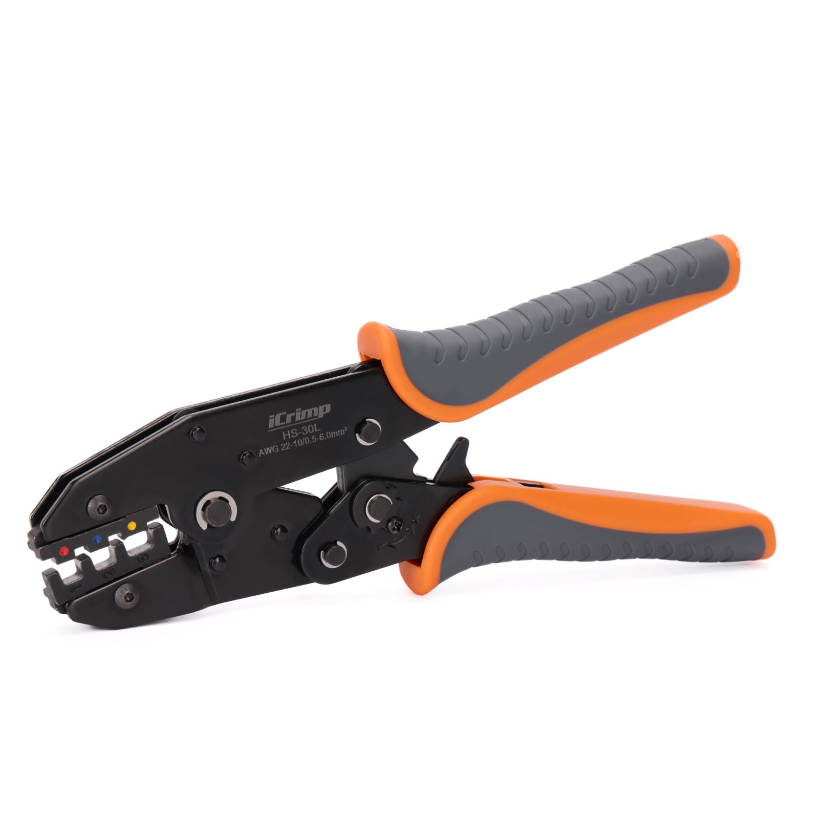 iCrimp IWS-30L Ratchet Heat Shrink Crimping Tool for Insulated Ferrules, Wire Terminal Crimper with Ergonomic Handle