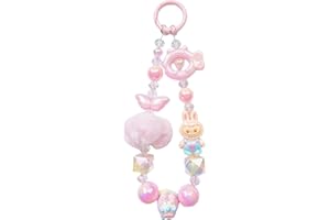 XINBALOVE Cute La bubu Keychain,Rabbit Key chain,Cartoon Monsters Acrylic Beads,Mobile Phone Chain Key Ring Charms Purse Accessories