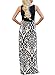 shangke Womens Zig Zag Scoop Neck Wave Striped Tank Maxi Long Dress (L, Black-Floral Printed)