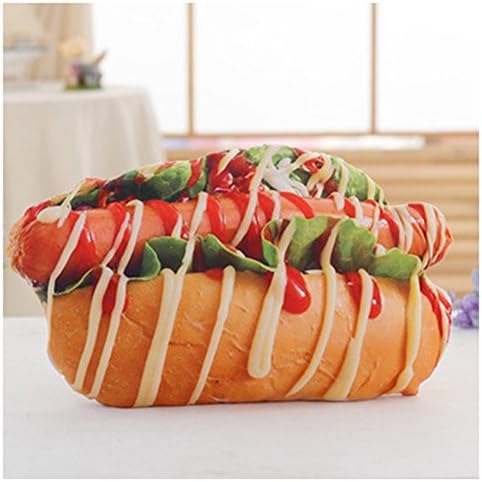 Lovely Food Throw Pillows Stuffed Cotton For Chair Seat Cushion Soft Huge Plush Stress Toy (Cream Hot Dogs)