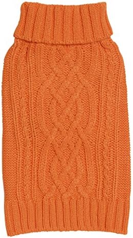 JoJo Winter Vintage Cable Knit Dog Sweater (Back Length 8", Orange)