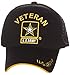 US Army Official License Structured Front Side Back and Visor Embroidered Hat Cap - Veteran Black