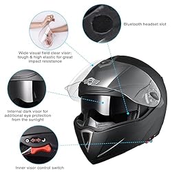 AHR Motorcycle Helmet Dual Visor Modular Flip up