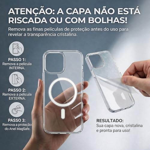 Kadaqe Capa para [iPhone 17 Pro MAX] Case Magnetica Slim com [Proteção de Camera] Premium Clear Case Transparente [Anti-Amarelamento] Compatível com MagSafe e Anti Impacto [Nivel Militar]