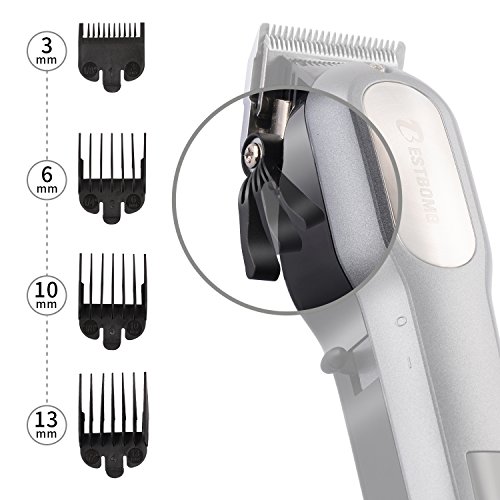 Pro Hair Clipper Set Cordless,BESTBOMG Electric Trimmer Grooming Kit Rechargeable LED Display Stainless Steel Blade for Men Father Gifts with 4 Replaceable Combs and Cleaning Brush - Thumbnail 4