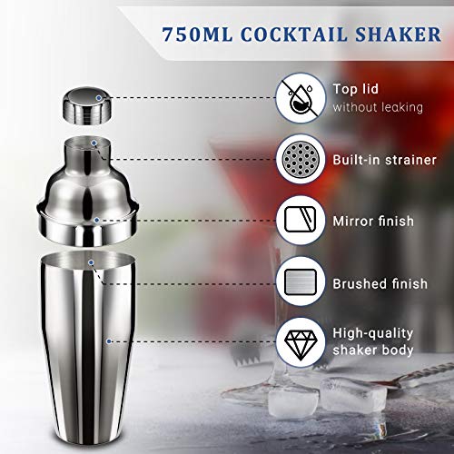 18 Teiliges Geschenkset Cocktail Set Shaker 750ML | Cocktail Shaker Set Edelstahl | Cocktailshaker Geschenk Cocktail Bar… – Bild 4