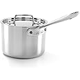 All-Clad D5 5-Ply Brushed Stainless Steel Sauce Pan 2 Quart Induction Oven Broiler Safe 600F Pots and Pans, Cookware Silver